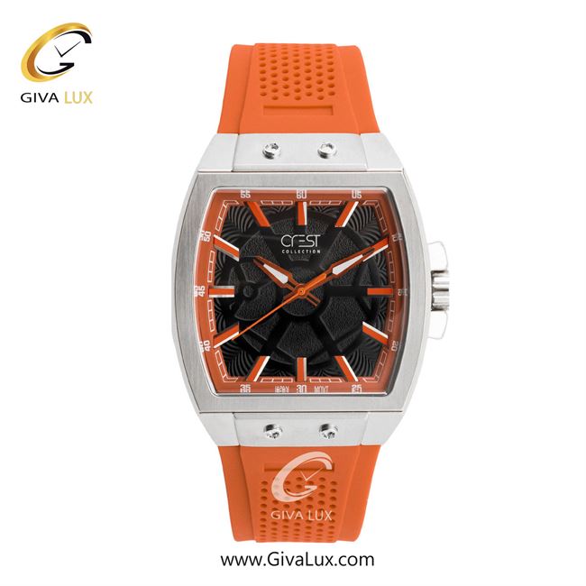 ساعت مچی اورجینال مردانه کرست نقره ای | نارنجی| مشکی| کد رفرنس Crest 6324-4
