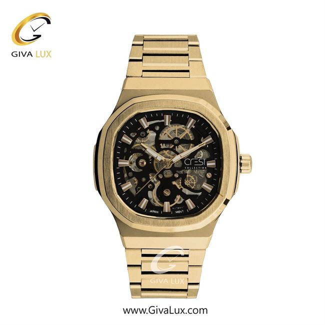 ساعت مچی اورجینال مردانه کرست طلایی | طلایی| مشکی| کد رفرنس Crest 6327-3