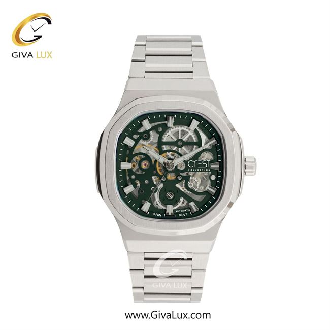 ساعت مچی اورجینال مردانه کرست نقره ای | نقره ای| سبز یشمی تیره| کد رفرنس Crest 6327-4