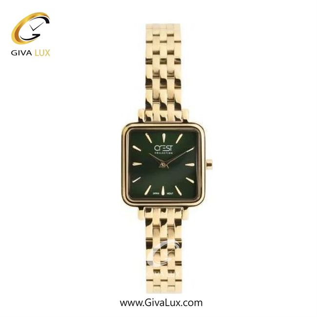 ساعت مچی اورجینال زنانه کرست طلایی | طلایی| سبز یشمی تیره| کد رفرنس Crest 6332-5
