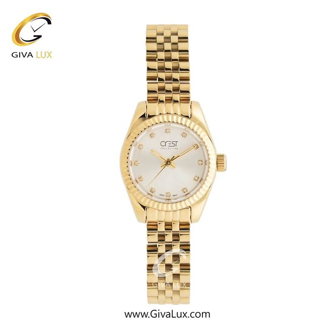 ساعت مچی اورجینال زنانه کرست طلایی | طلایی| سفید| کد رفرنس Crest 6333-2