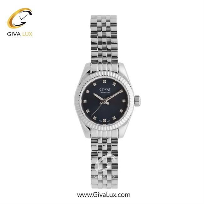 ساعت مچی اورجینال زنانه کرست نقره ای | نقره ای| سرمه ای| کد رفرنس Crest 6333-5