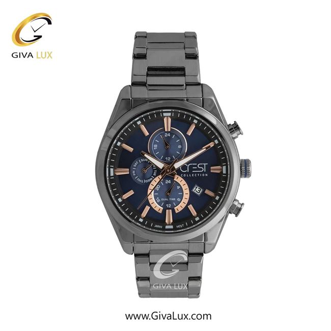ساعت مچی اورجینال مردانه کرست سه موتوره کرنوگراف تیتانیوم | تیتانیوم(زغالی)| سرمه ای| کد رفرنس Crest 6334-4