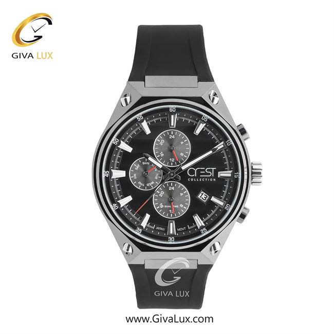 ساعت مچی اورجینال مردانه کرست سه موتوره فول تایم تیتانیوم | مشکی| مشکی| کد رفرنس Crest 6336-1