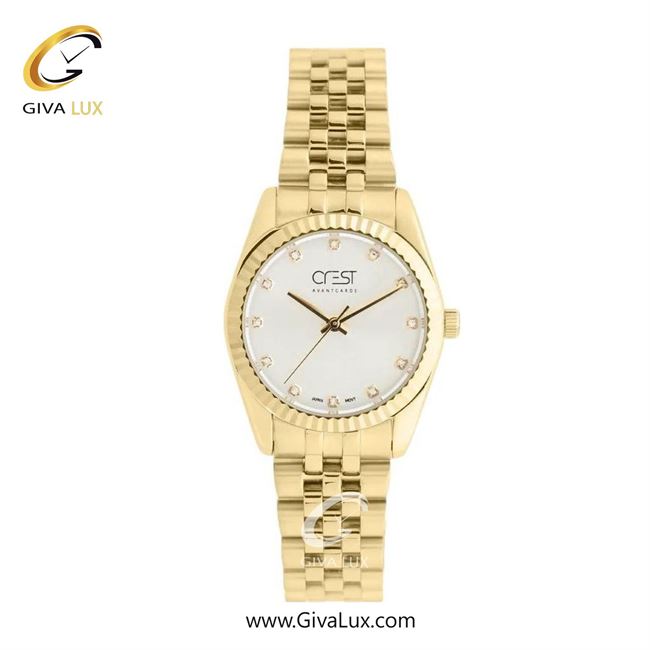 ساعت مچی اورجینال زنانه کرست طلایی | طلایی| سفید| کد رفرنس Crest 6339-4