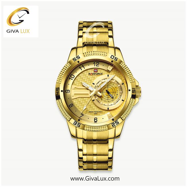 ساعت مچی اورجینال مردانه ناوی فورس|Naviforce|نوی فورس|نیوی فورس طلایی | طلایی| طلایی| کد رفرنس NF9206