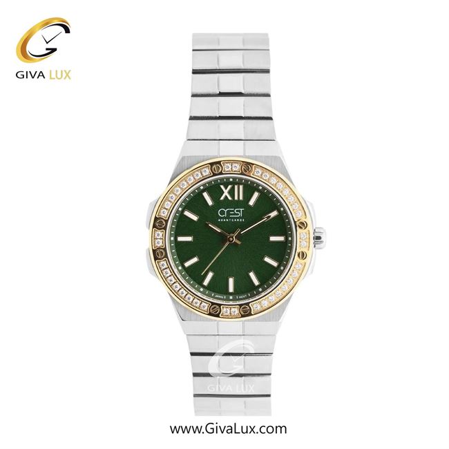 ساعت مچی اورجینال زنانه کرست طلایی | نقره ای| سبز| کد رفرنس Crest 6340-3