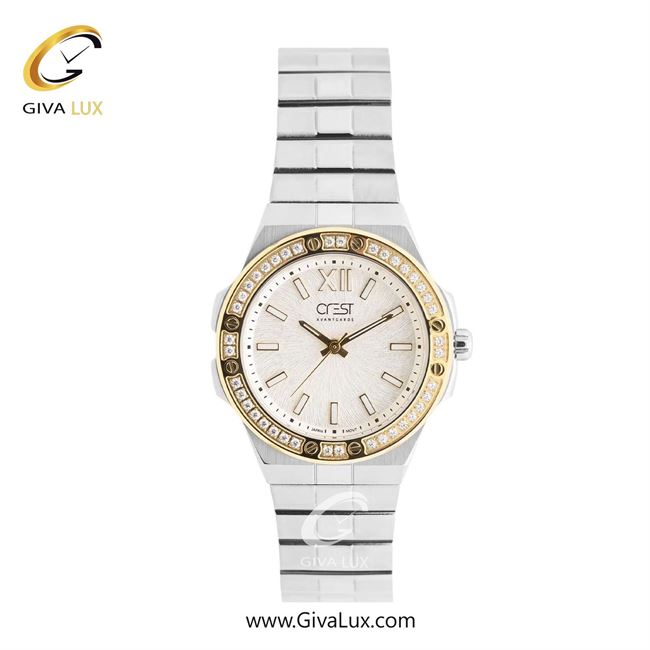 ساعت مچی اورجینال زنانه کرست طلایی | نقره ای| سفید| کد رفرنس Crest 6340-4