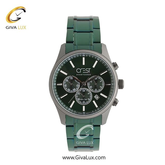 ساعت مچی اورجینال مردانه کرست سه موتوره کرنوگراف تیتانیوم | سبز| سبز یشمی تیره| کد رفرنس Crest 6341-5