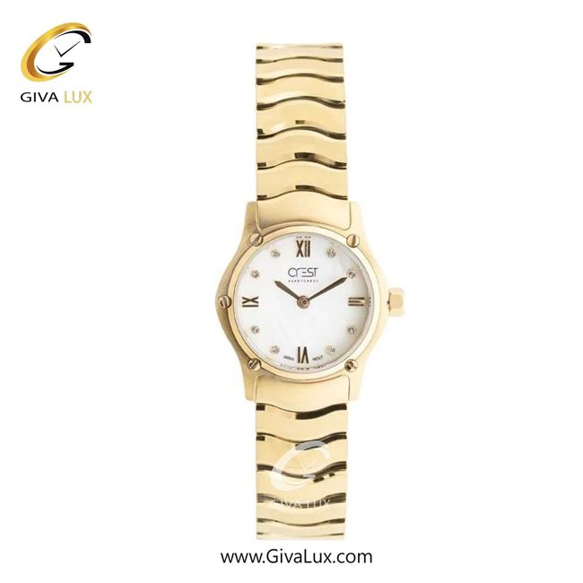 ساعت مچی اورجینال زنانه کرست طلایی | طلایی| سفید| کد رفرنس Crest 6342-2