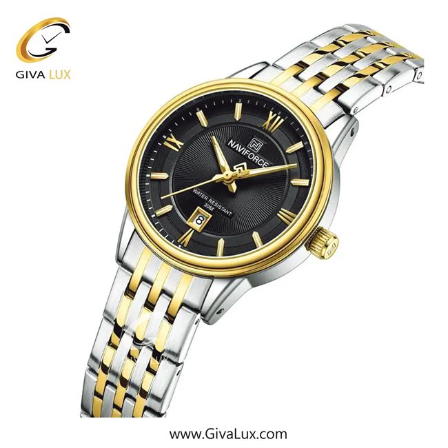 ساعت مچی زنانه تک موتوره بند استیل طلایی/نقره ای ناوی فورس(نیوی فورس) NF8040 S/G/B