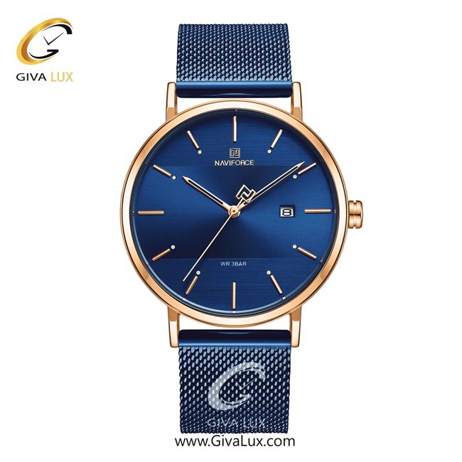 ساعت مچی اورجینال ناوی فورس مردانه رزگلد | آبی | آبی | کد رفرنس NF3008-RG/BE