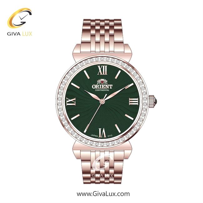 ساعت مچی اورجینال زنانه اورینت (کانتیننتال) | Orient (Continental) رزگلد | رزگلد| سبز یشمی تیره| کد رفرنس 0113