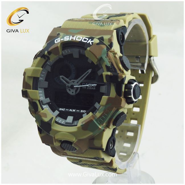 ساعت مچی اسپرت کاسیو جیشاک G-shock دو زمانه سبز چریکی