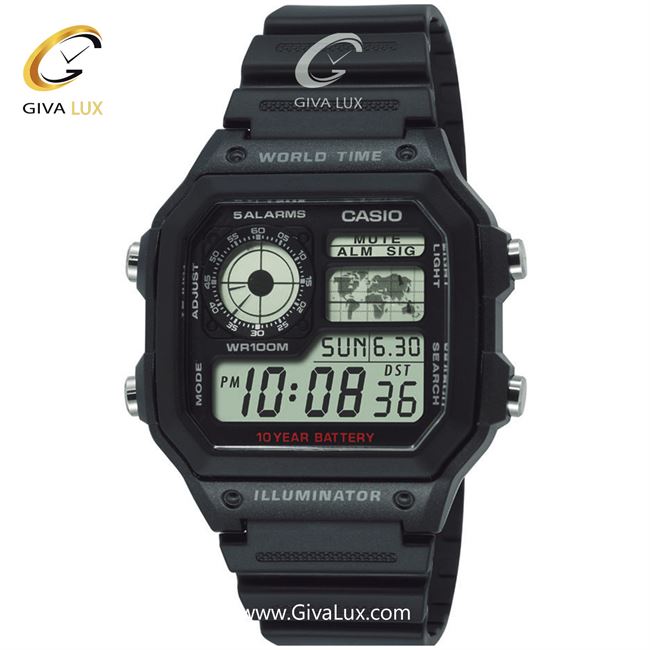 ساعت مچی اورجینال اسپرت کاسیو Casio مشکی | مشکی| مشکی| کد رفرنس AE-1200WH-1A