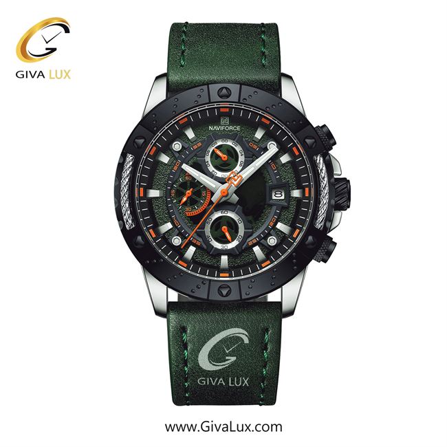 ساعت مچی اورجینال مردانه ناوی فورس|Naviforce|نوی فورس|نیوی فورس سه موتوره کرنوگراف مشکی-نقره ای | سبز| مشکی-سبز| کد رفرنس NF8055 S/GN/GN