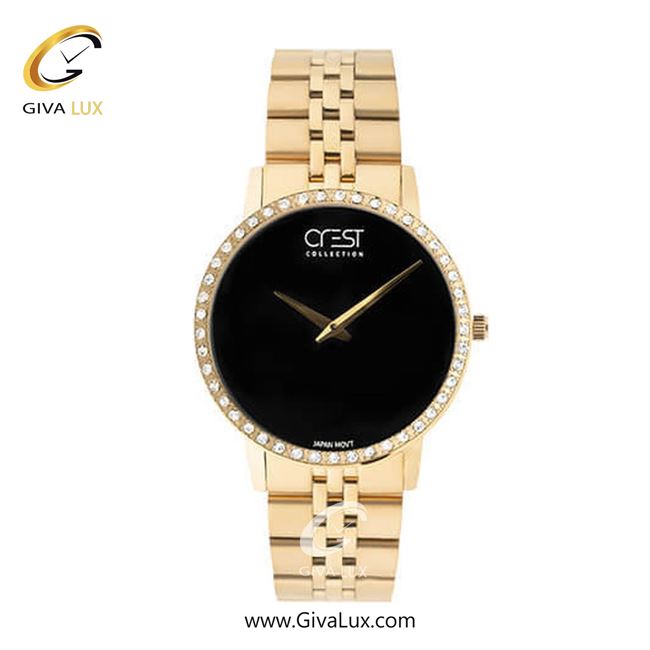 ساعت مچی اورجینال زنانه کرست | Crest  طلایی | طلایی| مشکی| کد رفرنس Crest 6702-2