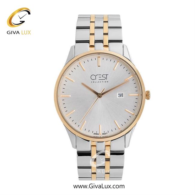 ساعت مچی اورجینال مردانه کرست | Crest  طلایی | نقره ای-طلایی| نقره ای| کد رفرنس Crest 6703-2