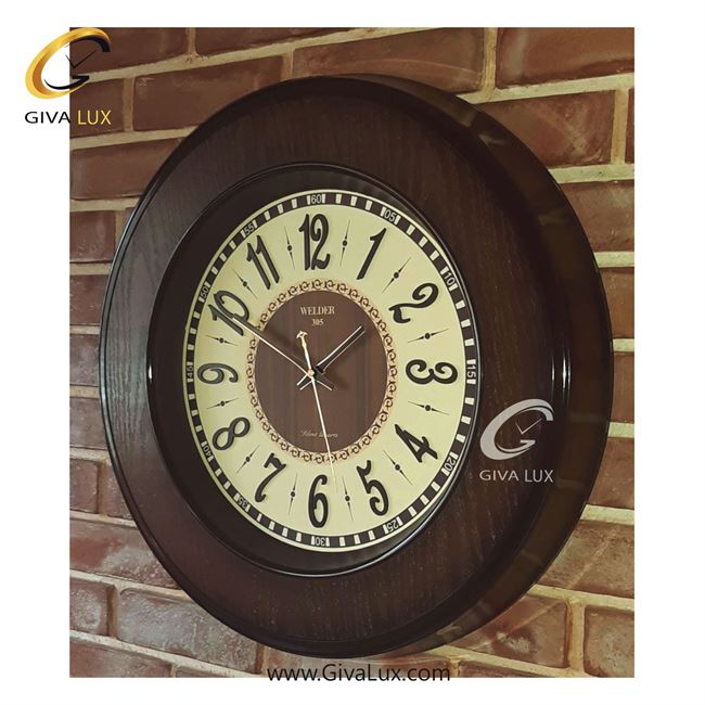 ساعت دیواری اورجینال ولدر PVC-چوب قهوه ای| کد رفرنس 305