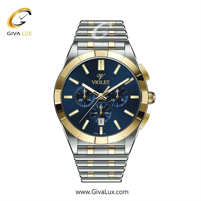 ساعت مچی اورجینال مردانه ویولت VIOLET سه موتوره کرنوگراف نقره ای-طلایی | طلایی-نقره ای| آبی| کد رفرنس 0613/2