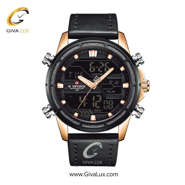 ساعت مچی مردانه-اسپرت ناوی فورس|Naviforce|نوی فورس|نیوی فورس دو زمانه مشکی-رزگلد | مشکی| رزگلد-مشکی| کد رفرنس NF9138 RG/B/B
