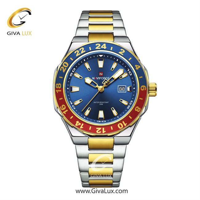 ساعت مچی اورجینال مردانه ناوی فورس|Naviforce|نوی فورس|نیوی فورس قرمز-نقره ای-آبی-طلایی | طلایی-نقره ای| آبی| کد رفرنس NF9249 S/BE/G