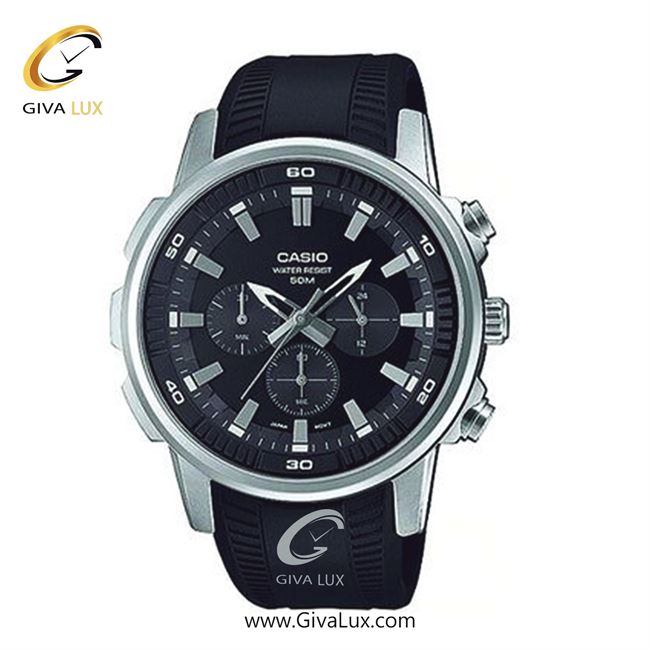 ساعت مچی اورجینال مردانه کاسیو Casio سه موتوره فول تایم نقره ای | مشکی| مشکی| کد رفرنس MTP-E505-1AVDF