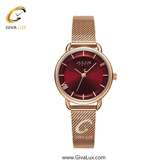 ساعت مچی اورجینال زنانه جولیوس رزگلد | رزگلد| قرمز| کد رفرنس JA-1268C