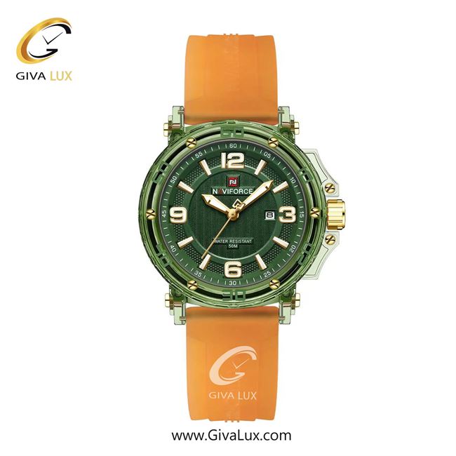 ساعت مچی اورجینال زنانه ناوی فورس|Naviforce|نوی فورس|نیوی فورس سبز | نارنجی| سبز| کد رفرنس NF7125 GN/GN/O