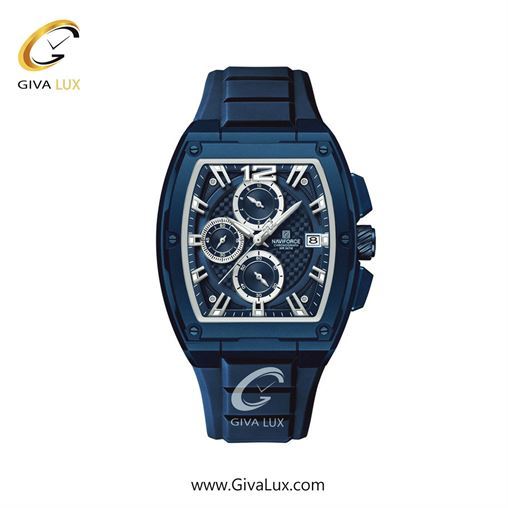 ساعت مچی اورجینال مردانه ناوی فورس|Naviforce|نوی فورس|نیوی فورس سه موتوره کرنوگراف آبی کاربنی | آبی کاربنی| سفید-آبی کاربنی| کد رفرنس NF8050 BE/BE/BE