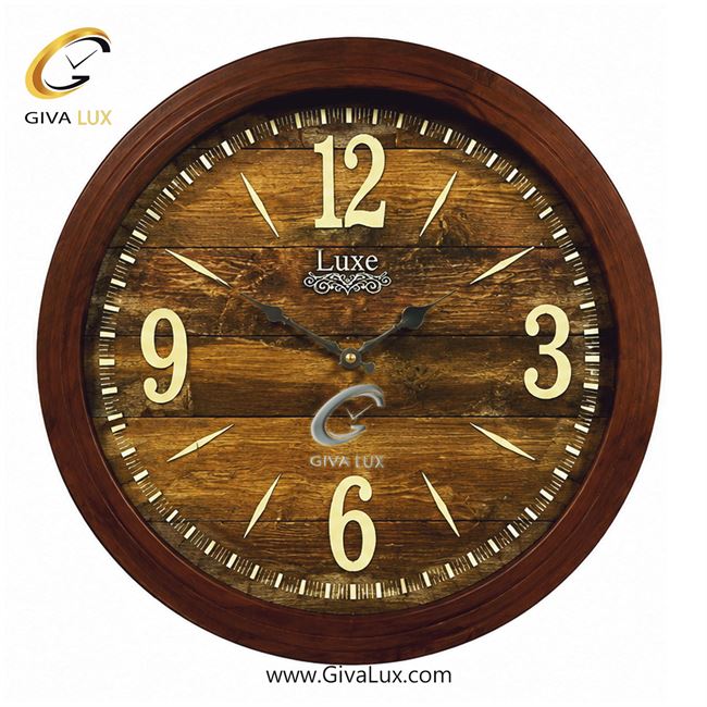 ساعت دیواری چوب لوکس عرض قاب 60 سانتیمتر  | قهوه ای | کد رفرنس 300