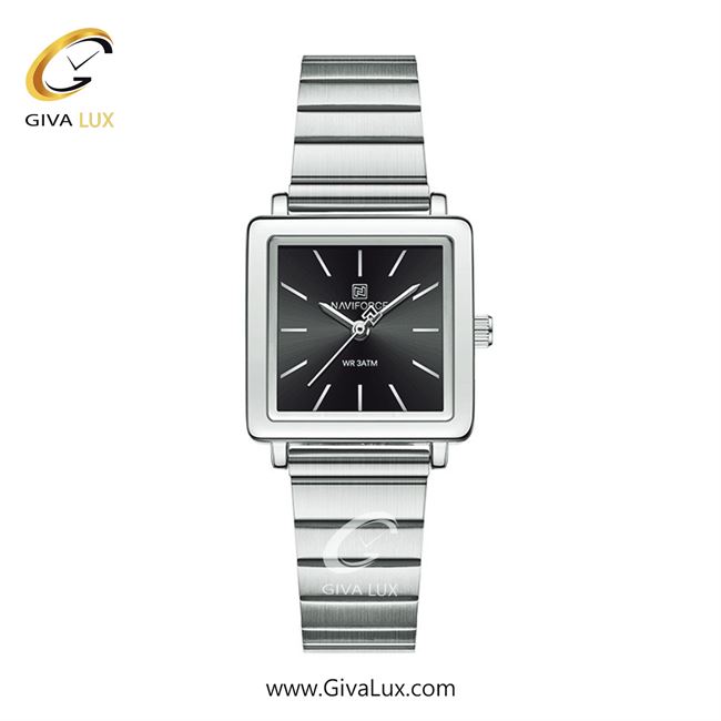 ساعت مچی اورجینال زنانه ناوی فورس|Naviforce|نوی فورس|نیوی فورس نقره ای | نقره ای| مشکی| کد رفرنس NF5048 S/B/S