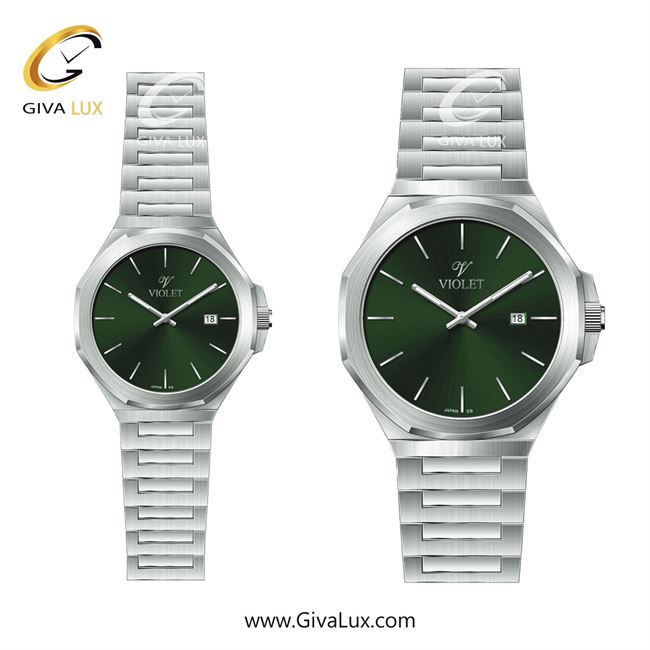 ساعت مچی اورجینال ست ویولت VIOLET نقره ای | نقره ای| سبز| کد رفرنس مردانه:0623 زنانه:0623