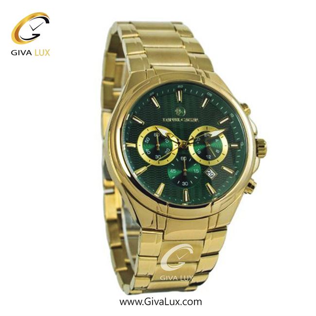 ساعت مچی اورجینال مردانه دنیل سزار سه موتوره کرنوگراف طلایی | طلایی| سبز یشمی تیره| کد رفرنس DC-1215