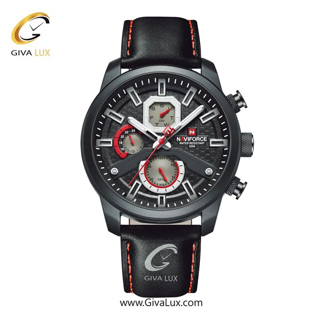 ساعت مچی اورجینال ناوی فورس مردانه سه موتوره فول تایم مشکی | مشکی | مشکی | کد رفرنس NF9211-B/B/B