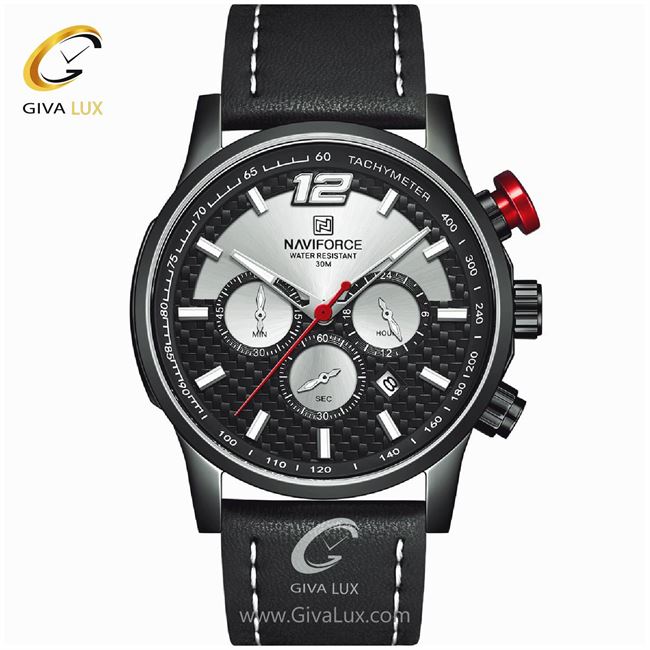 ساعت مچی اورجینال مردانه ناوی فورس|Naviforce|نوی فورس|نیوی فورس سه موتوره کرنوگراف مشکی | مشکی| سفید| کد رفرنس NF8002