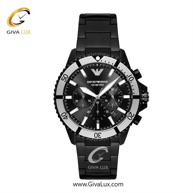 ساعت مچی اورجینال مردانه امپریو آرمانی سه موتوره کرنوگراف مشکی | مشکی| مشکی| کد رفرنس ar80050