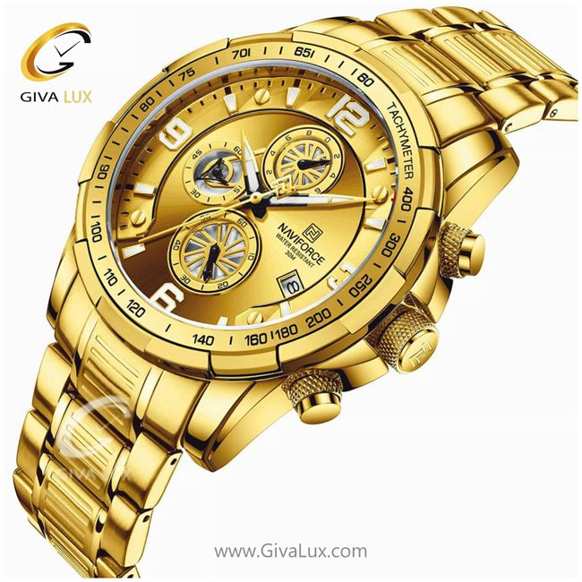 ساعت مچی مردانه بند فلزی مشکی سه موتوره کورنوگراف مدل NF8020 8020G-G2.jpg