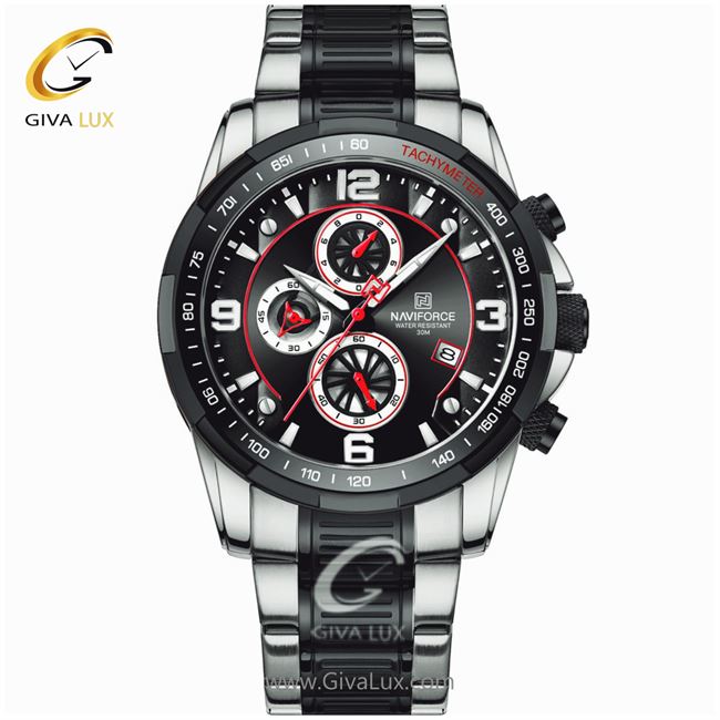ساعت مچی اورجینال مردانه ناوی فورس|Naviforce|نوی فورس|نیوی فورس سه موتوره کرنوگراف مشکی | نقره ای| مشکی| کد رفرنس NF8020