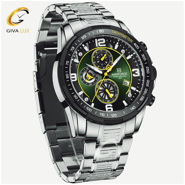 ساعت مچی مردانه بند فلزی  سه موتوره کورنوگراف مدل NF8020 8020SGN2.jpg