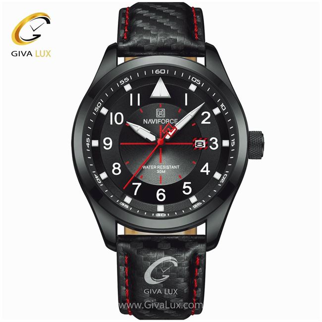 ساعت مچی مردانه بند چرم مشکی نوی فورس NF8022