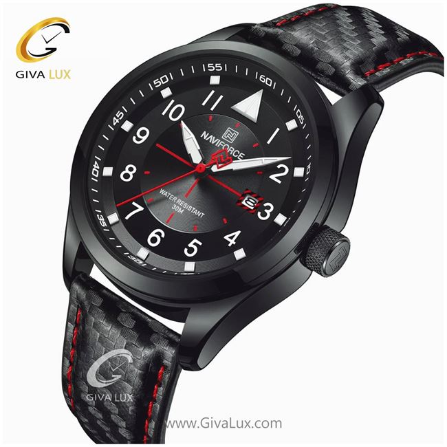 اععت مچی مردانه بند چرم مشکی نوی فورس NF8022 8022bb1.jpg