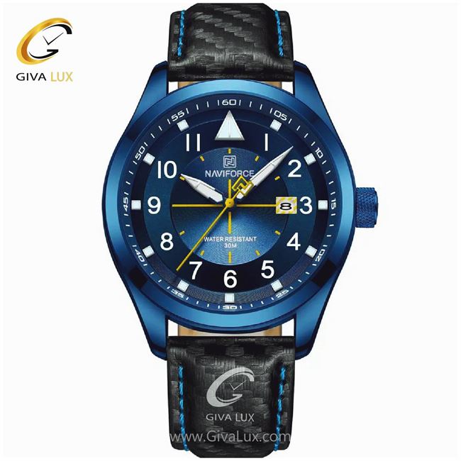 ساعت مچی اورجینال مردانه ناوی فورس|Naviforce|نوی فورس|نیوی فورس آبی کاربنی | مشکی| آبی کاربنی| کد رفرنس NF8022