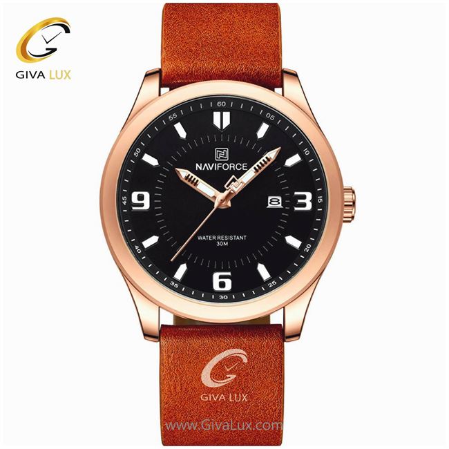 ساعت مچی اورجینال مردانه ناوی فورس|Naviforce|نوی فورس|نیوی فورس رزگلد | شتری| مشکی| کد رفرنس NF8024