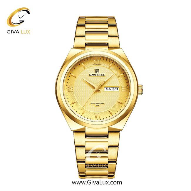 ساعت مچی اورجینال مردانه ناوی فورس|Naviforce|نوی فورس|نیوی فورس طلایی | طلایی| طلایی| کد رفرنس NF8030