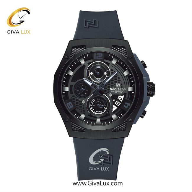 ساعت مچی اورجینال مردانه ناوی فورس|Naviforce|نوی فورس|نیوی فورس سه موتوره کرنوگراف مشکی | طوسی| مشکی| کد رفرنس NF8051-B/B/GY