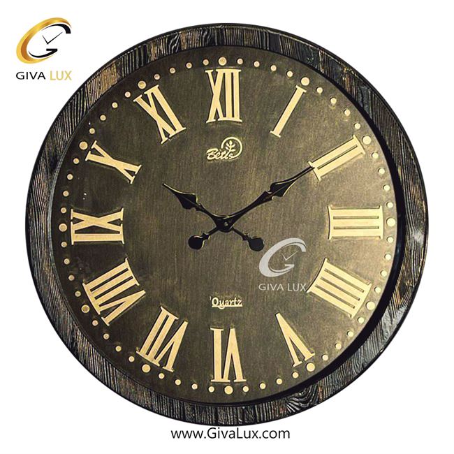 ساعت دیواری اورجینال بتیس چوب طلایی-مشکی| کد رفرنس 8040