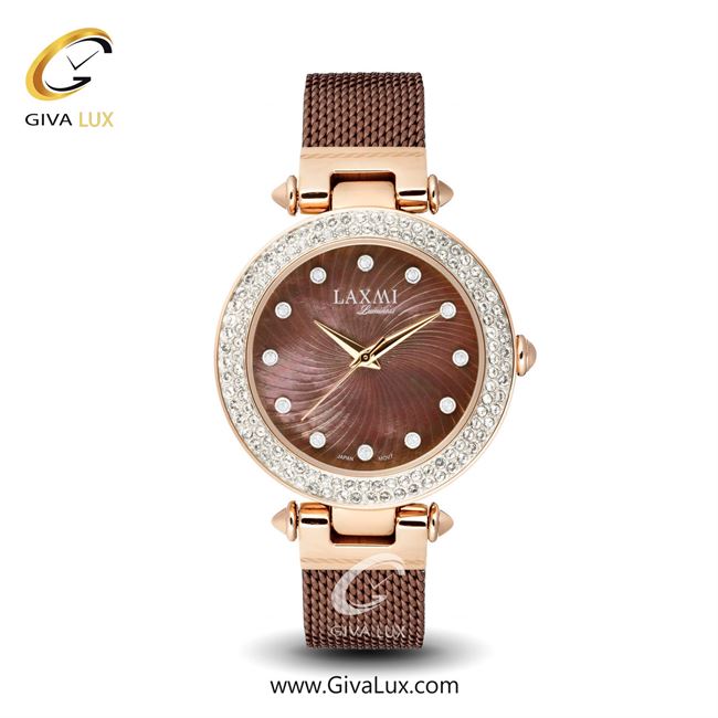 ساعت مچی اورجینال زنانه لاکسمی | LAXMI  رزگلد | قهوه ای| قهوه ای| کد رفرنس 8062-5