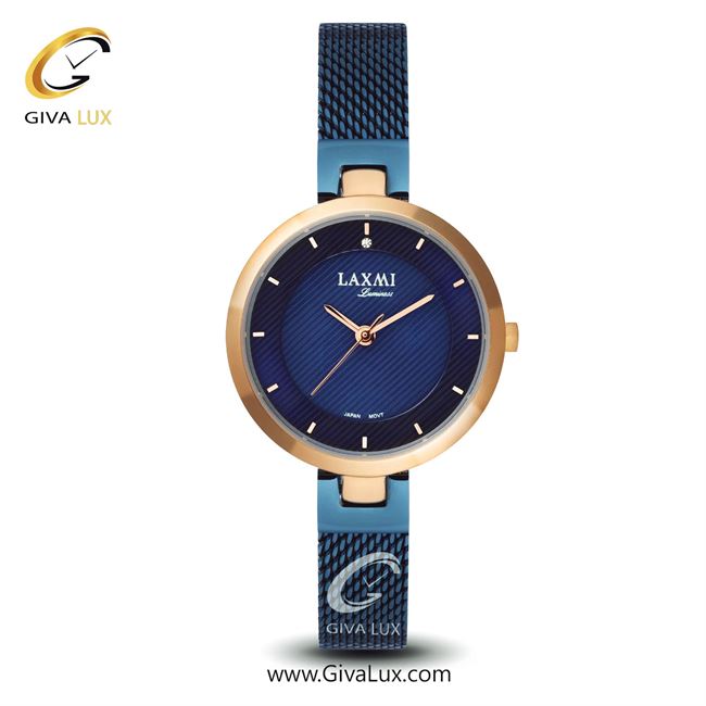 ساعت مچی اورجینال زنانه لاکسمی رزگلد | آبی| آبی کاربنی| کد رفرنس 3-8063