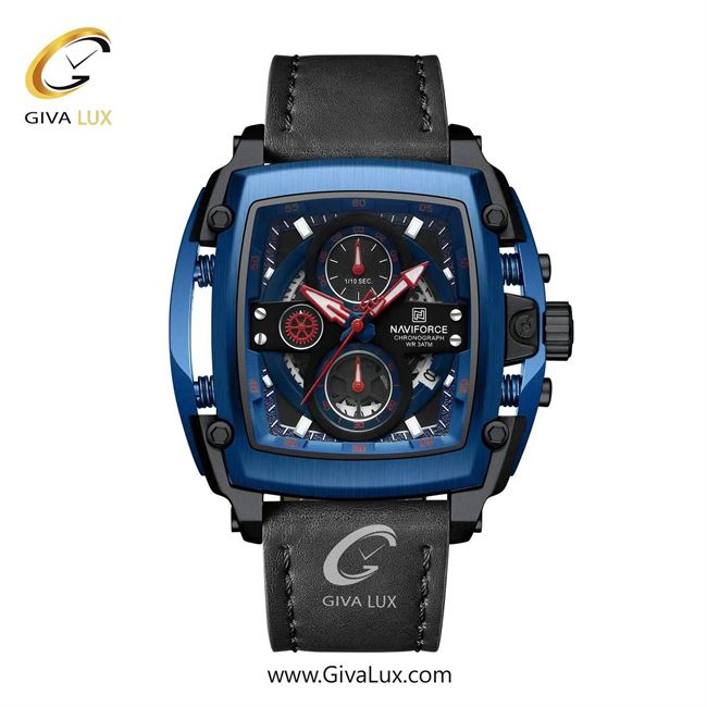 ساعت مچی اورجینال مردانه ناوی فورس|Naviforce|نوی فورس|نیوی فورس سه موتوره کرنوگراف آبی-مشکی | مشکی| آبی-مشکی| کد رفرنس NF8067 B/BE/B